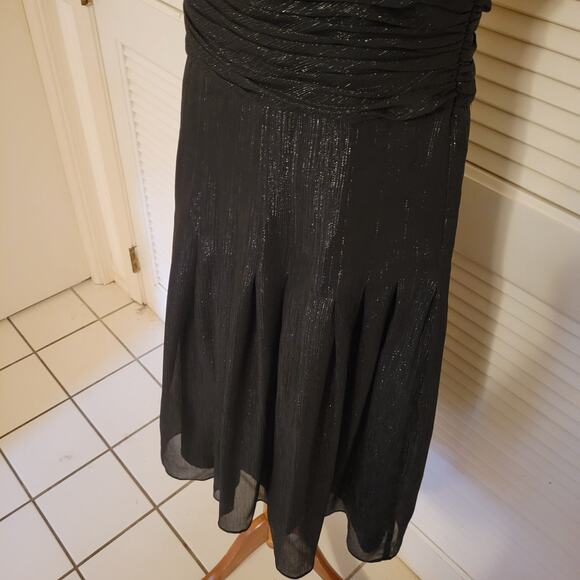 Evan-Picone Black Metallic Halter Midi Dress Size 4 Cocktail Party Formal - Picture 3 of 8